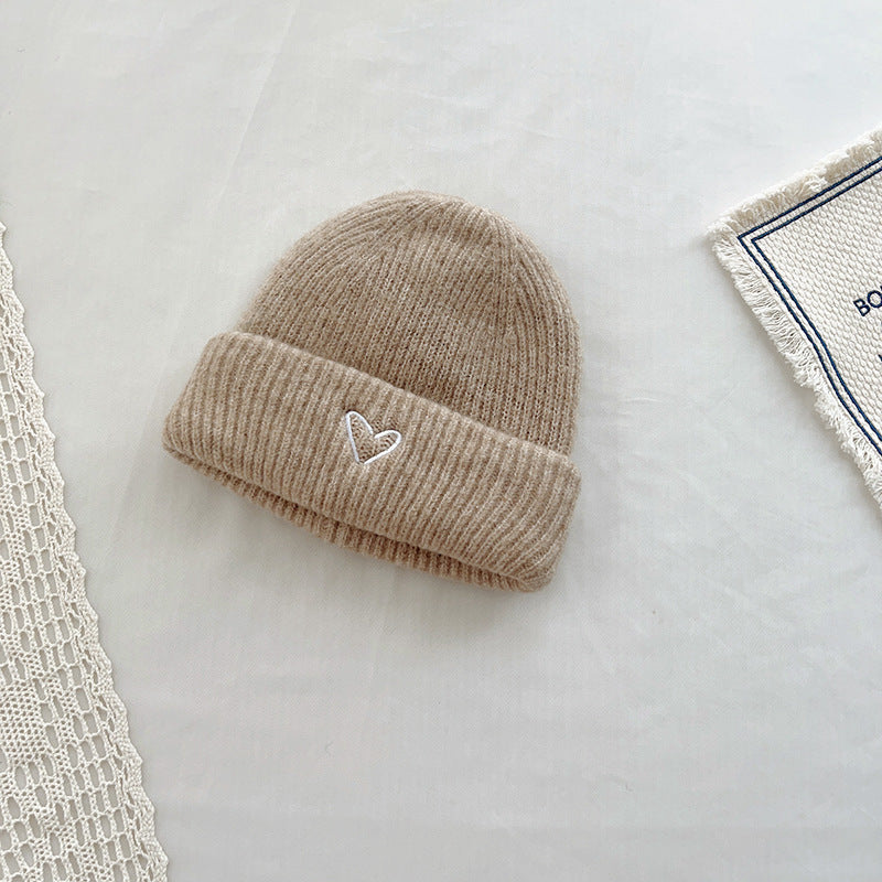 Girls Heart Embroidery beanie