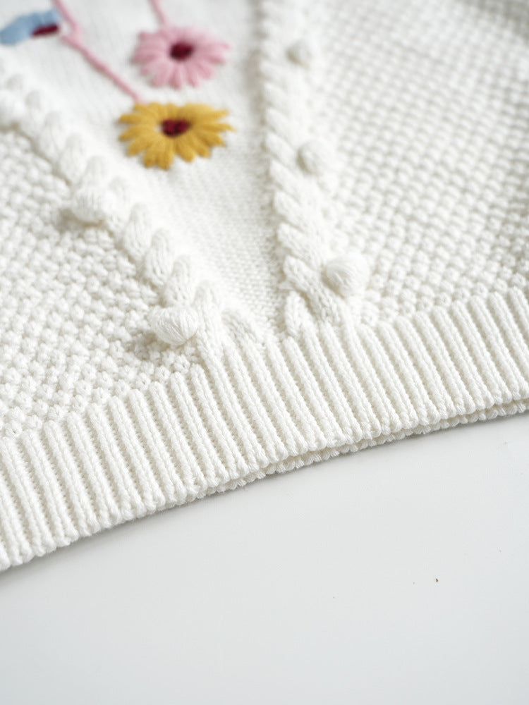 Knitted Embroidered Flower jumper