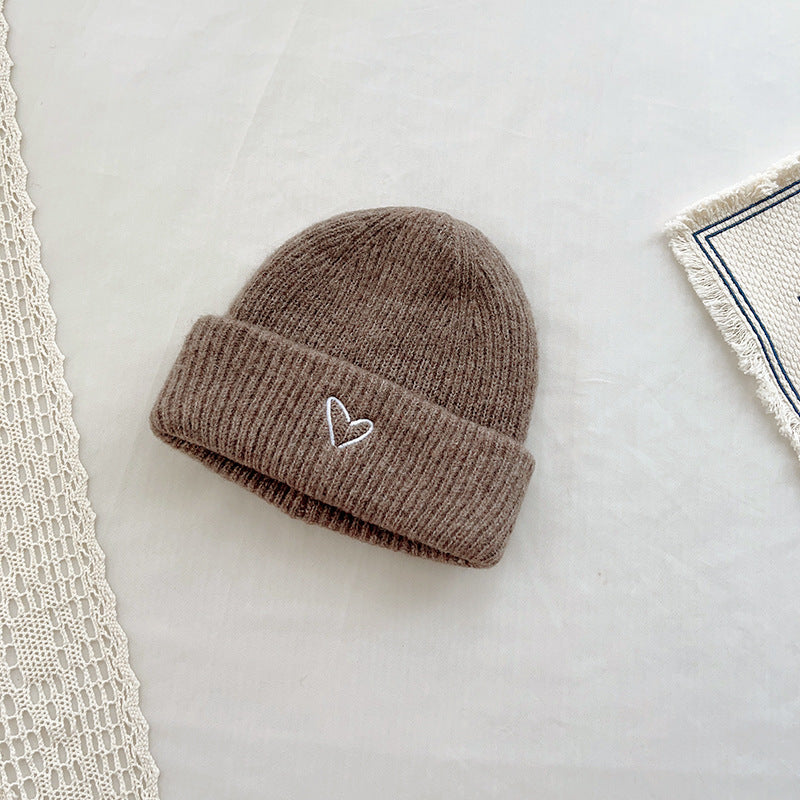 Girls Heart Embroidery beanie