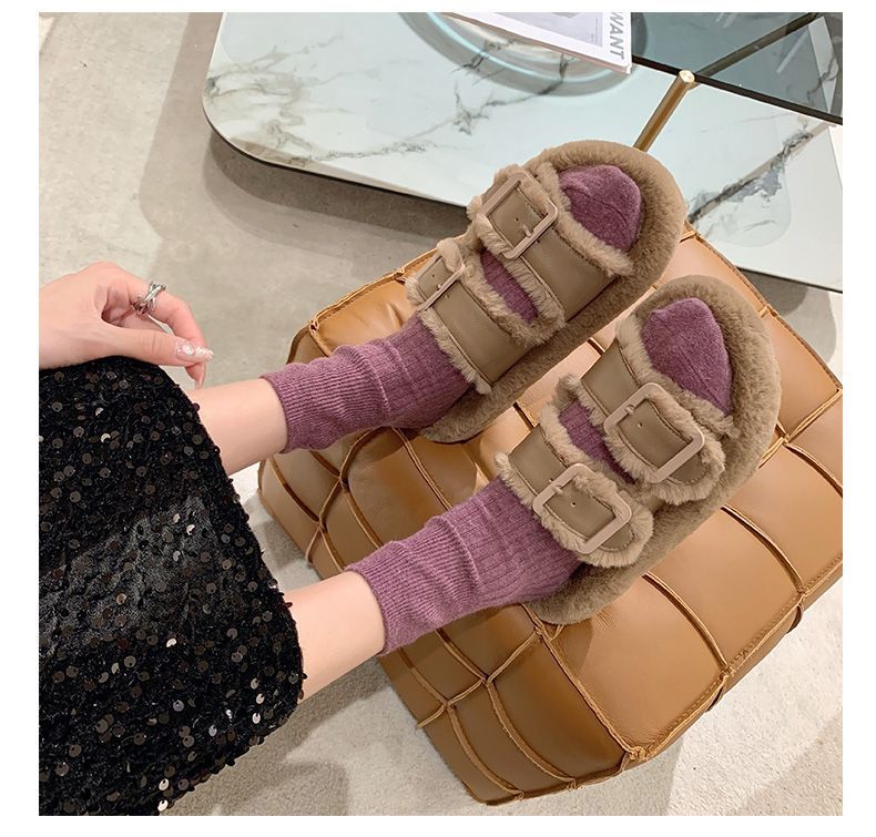 Womens furry sliders