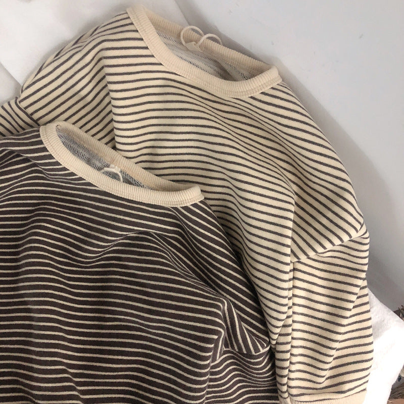 Children’s T-Shirts With Striped Round Neck - WinnieRose