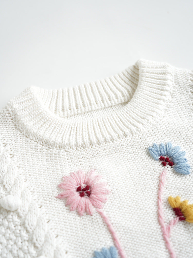 Knitted Embroidered Flower jumper