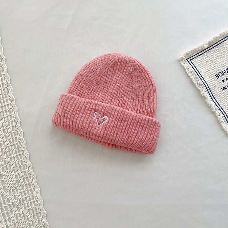 Girls Heart Embroidery beanie