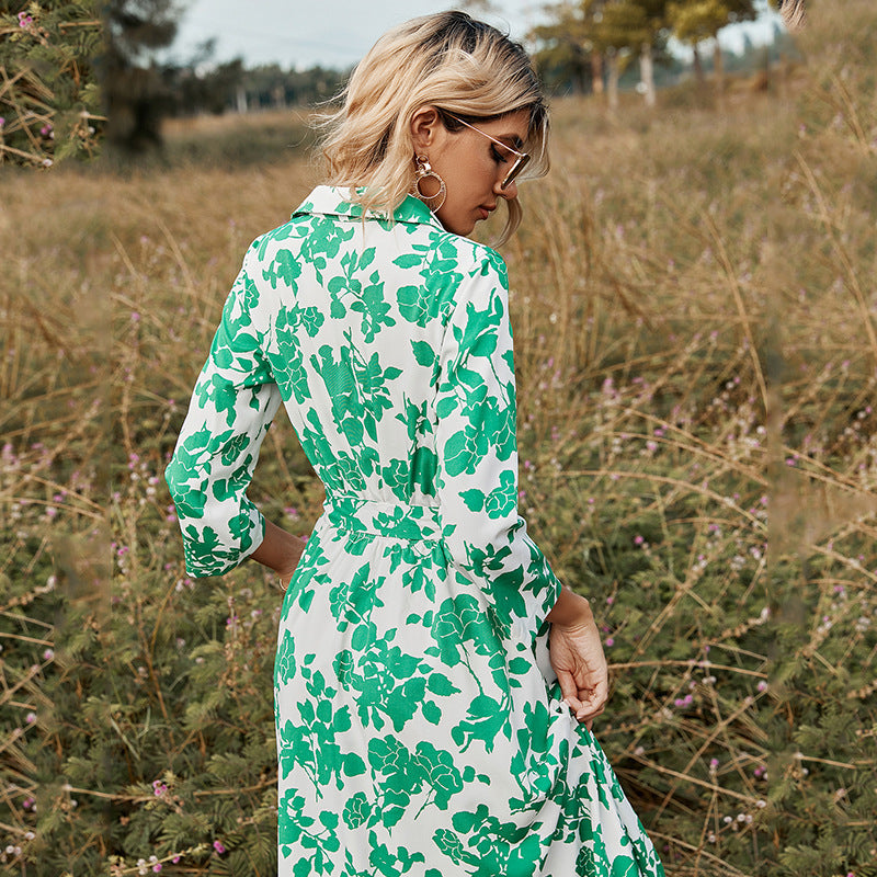 Women’s green print midi dress