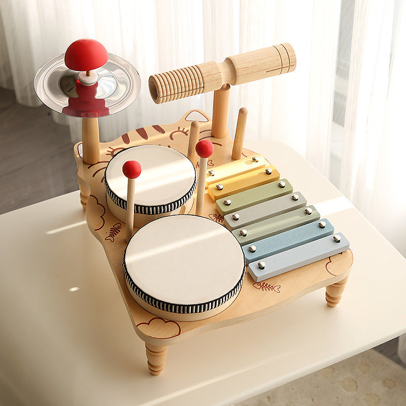 Children's Montessori Wooden Multifunctional Drum Stand