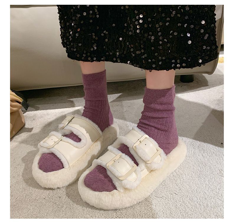 Womens furry sliders