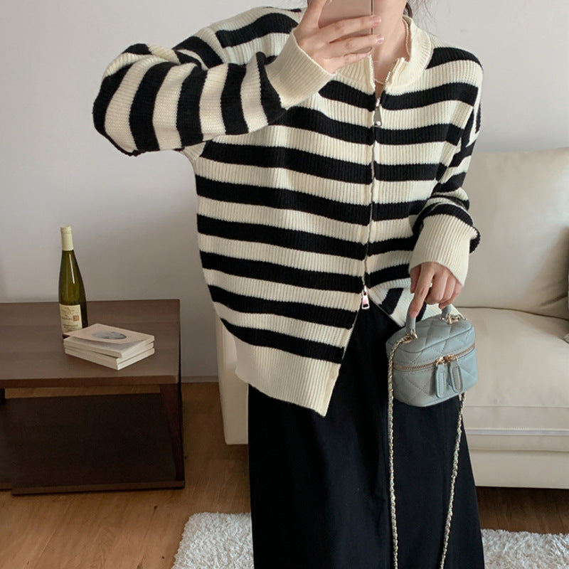 Vintage Stripe Knitted Cardigan Top - WinnieRose