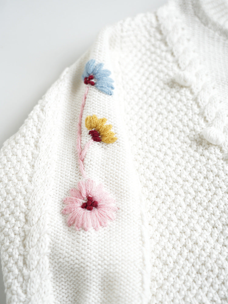 Knitted Embroidered Flower jumper