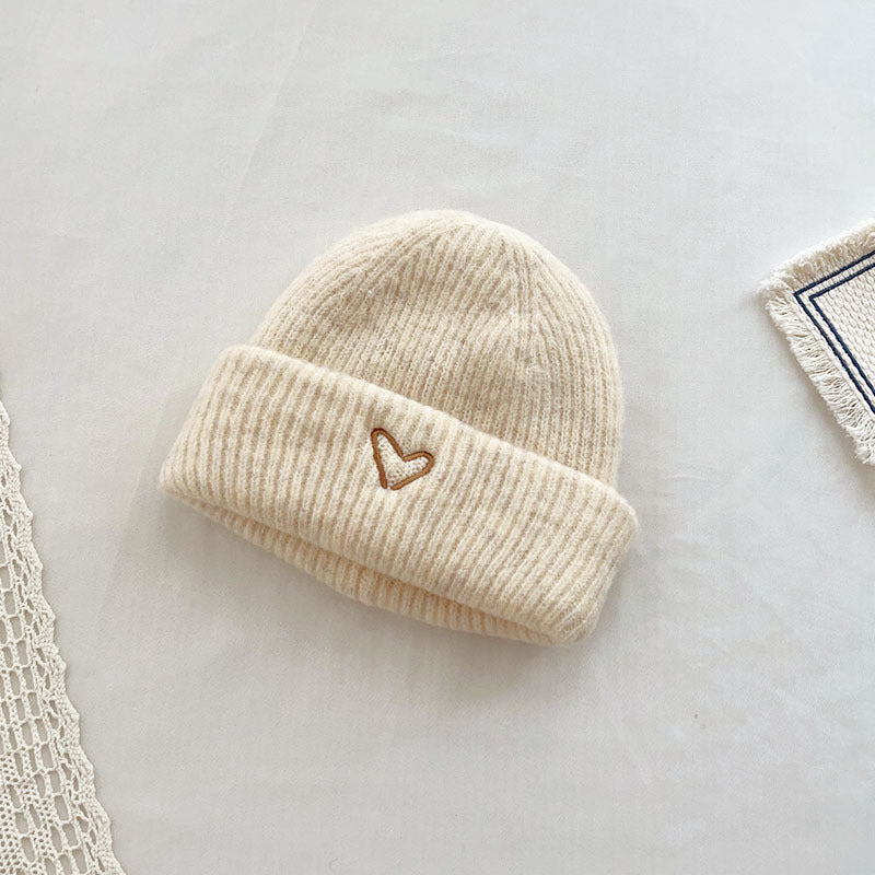 Girls Heart Embroidery beanie