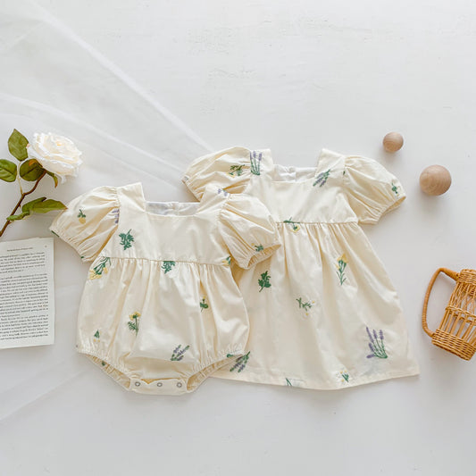 Matching embroidery dress