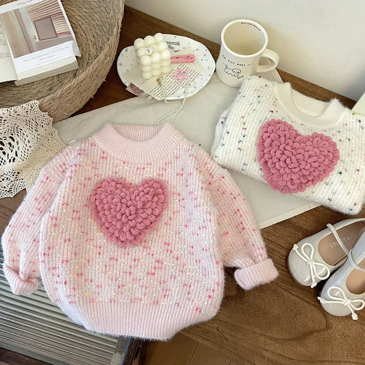 Girls knitted heart sweater