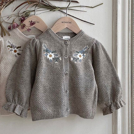 Girls flower embroidery cardigan - WinnieRose