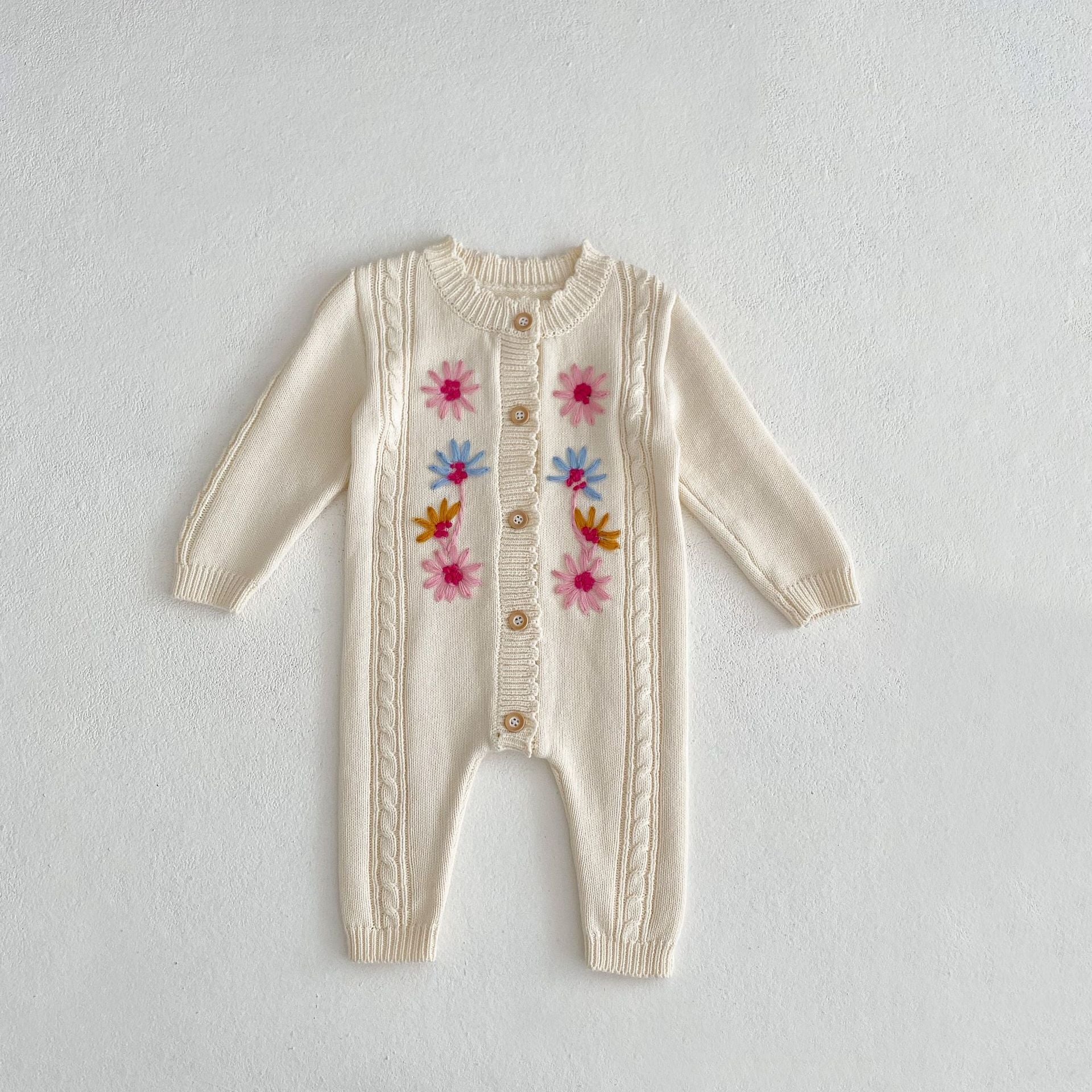 Baby Girls' Embroidered Knitted Jumpsuit - WinnieRose