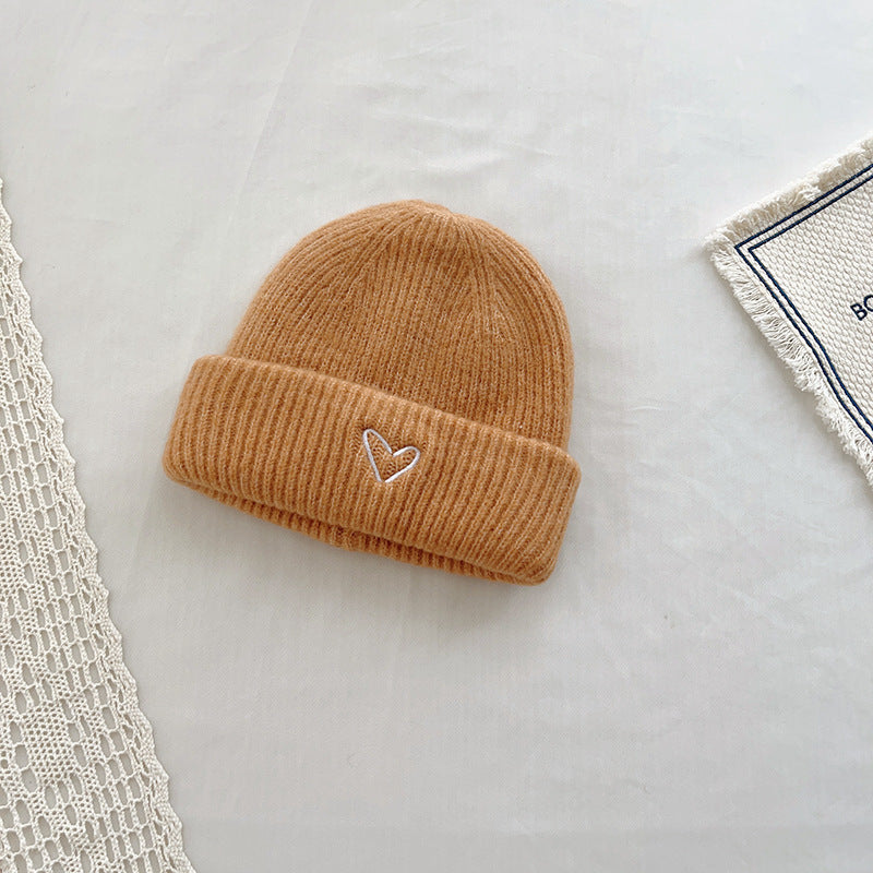 Girls Heart Embroidery beanie