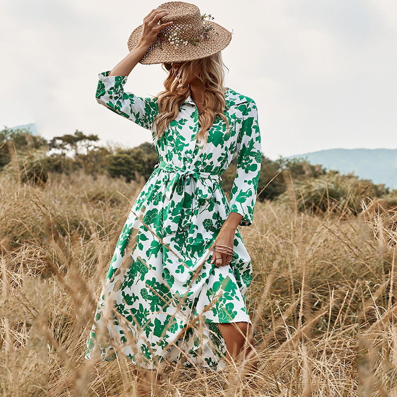Women’s green print midi dress