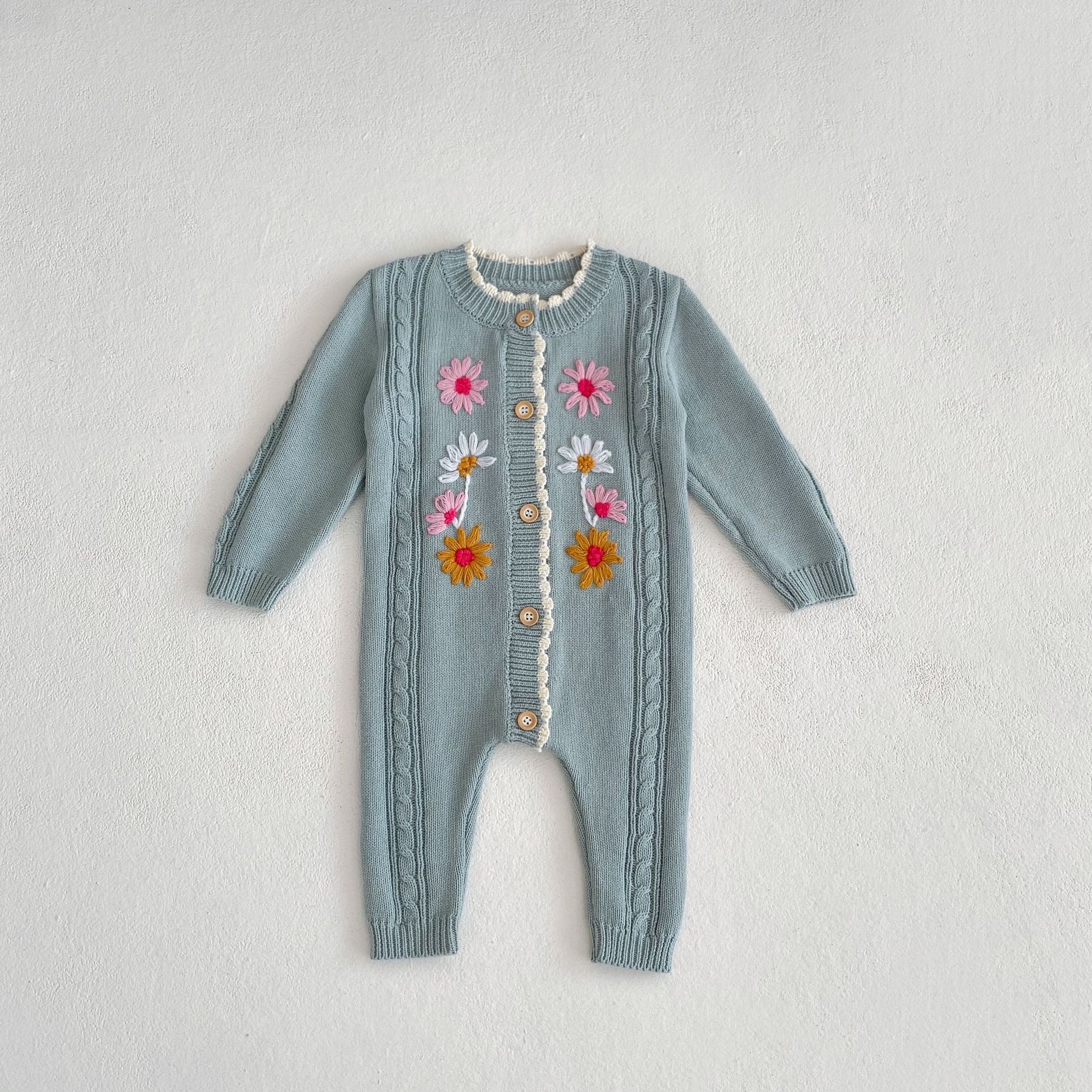 Baby Girls' Embroidered Knitted Jumpsuit - WinnieRose