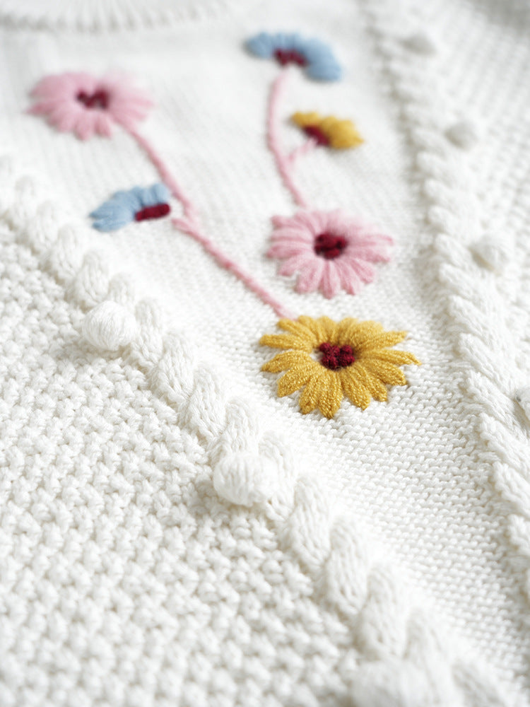 Knitted Embroidered Flower jumper